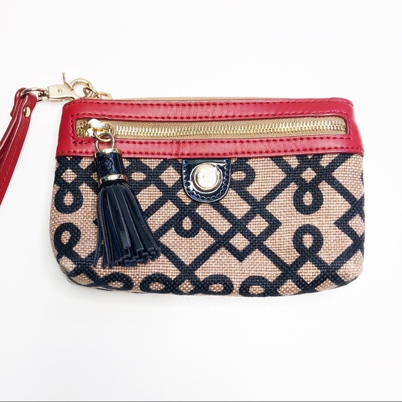 Spartina 449 Handbags - Spartina 449 Tassel Leather and Linen Wristlet